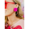 Taylor Shaye Designs - Valentine's Puff Hoops - Hot Pink