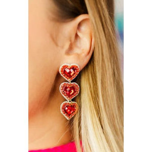 Taylor Shaye Designs - Rosaline Triple Beaded Hearts - Red