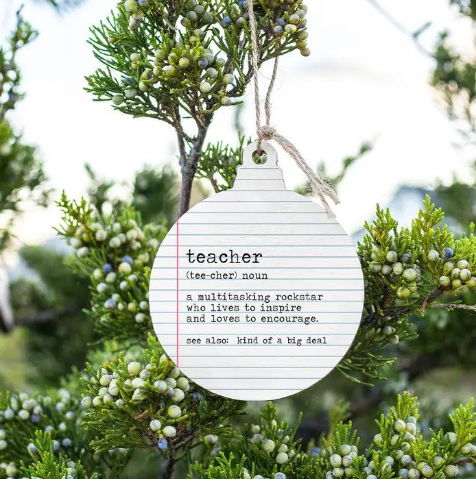 Teacher Definition Bulb Wooden Ornament