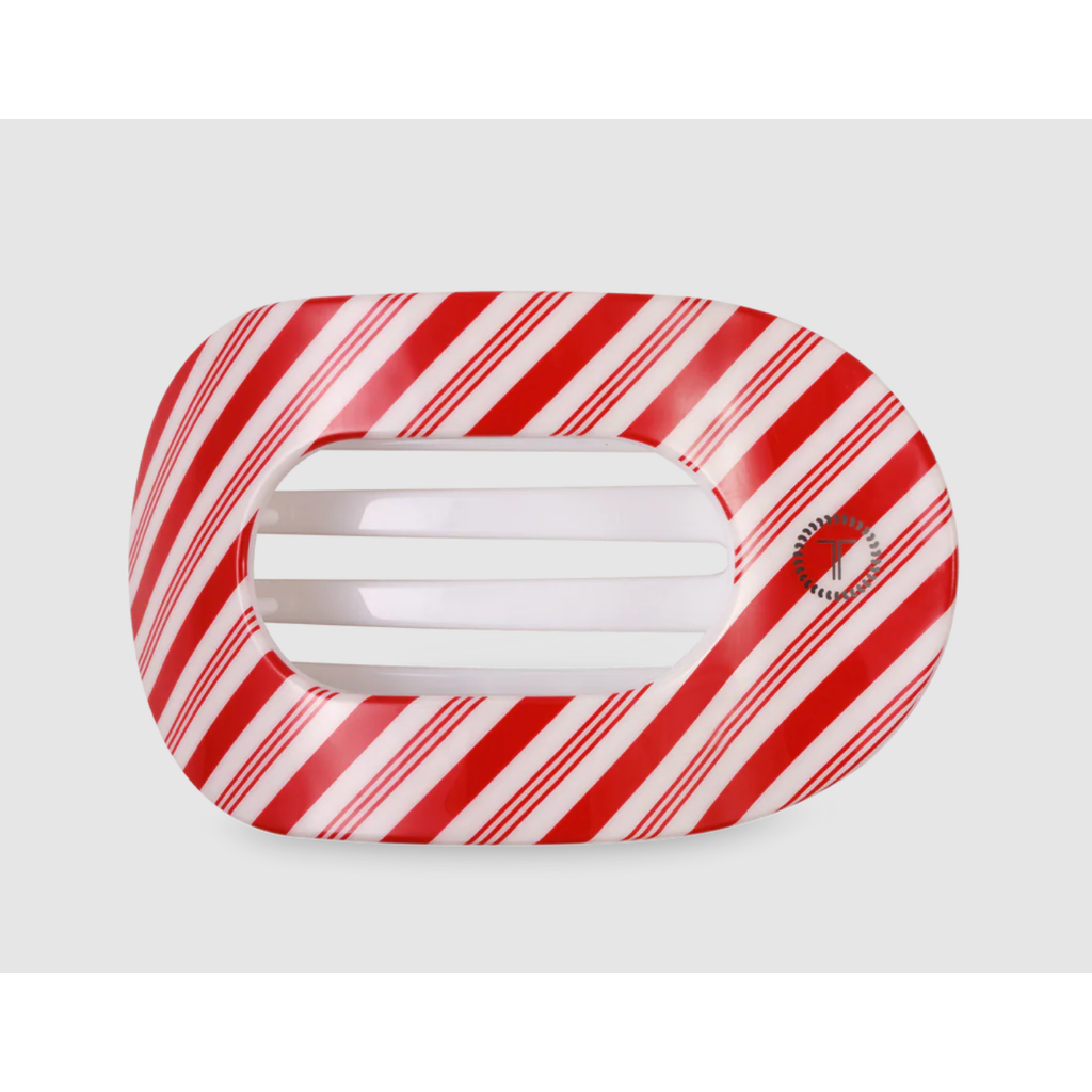 Teleties - Medium Flat Round Hair Clip - Candy Cane Crush
