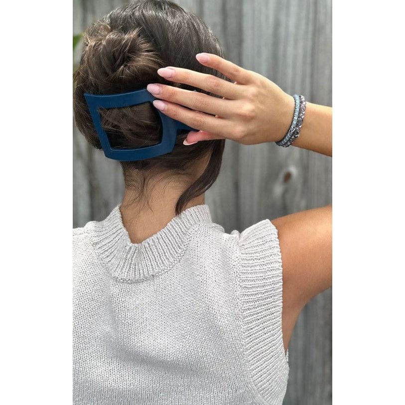 Teleties - Midnight Rain Large Matte Flat Square Hair Clip