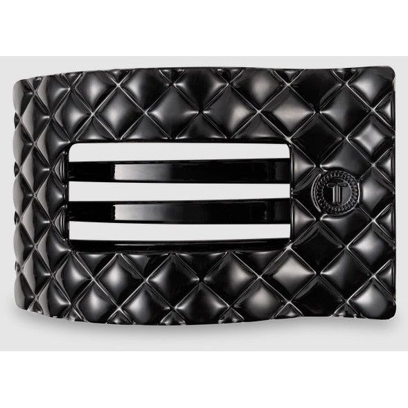 Teleties - Quilted Large Flat Rectangle Hair Clip - Jet Black