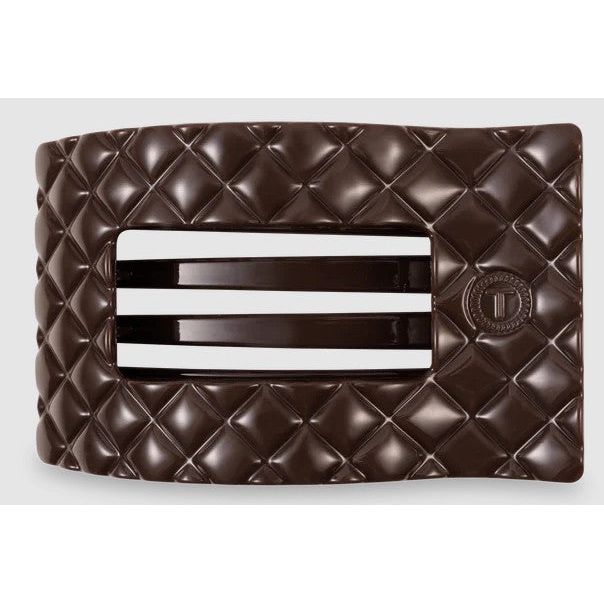 Teleties - Quilted Large Flat Rectangle Hair Clip - Truly Taupe