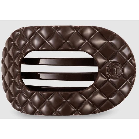 Teleties - Quilted Large Flat Round Hair Clip - Truly Taupe