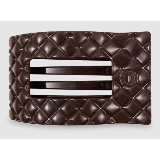Teleties - Quilted Medium Flat Rectangle Hair Clip - Truly Taupe