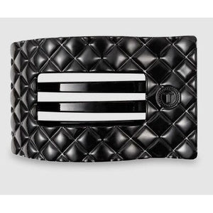 Teleties - Quilted Small Flat Rectangle Hair Clip - Jet Black