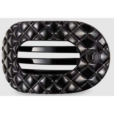 Teleties - Quilted Small Flat Round Hair Clip - Jet Black