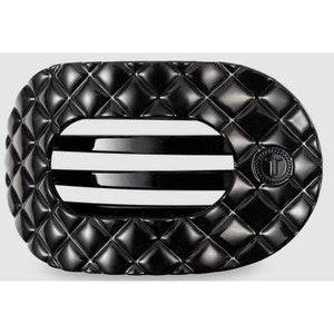 Teleties - Quilted Small Flat Round Hair Clip - Jet Black