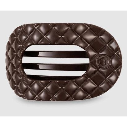 Teleties - Quilted Small Flat Round Hair Clip - Truly Taupe