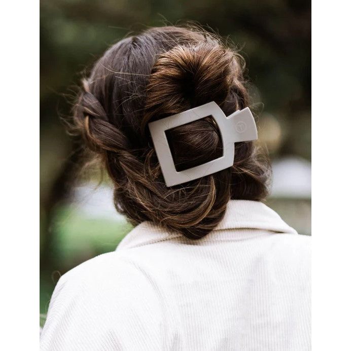 Teleties - Silver Flames Large Matte Flat Square Hair Clip