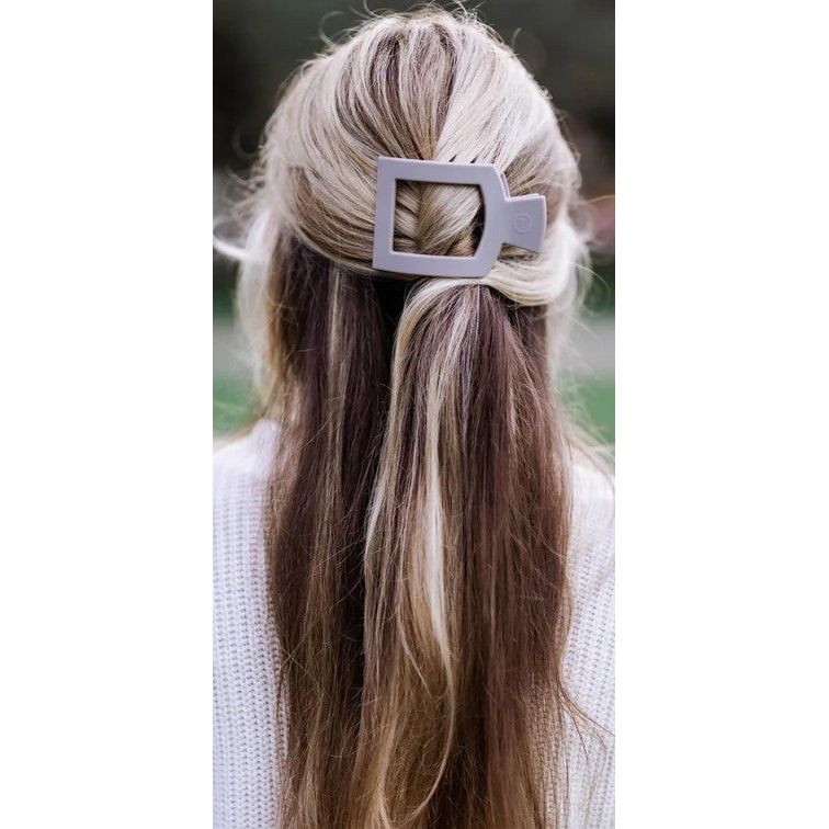 Teleties - Silver Flames Matte Medium Flat Square Hair Clip