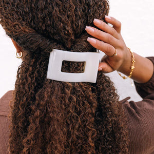 Teleties - Coconut White Medium Flat Rectangle Hair Clip