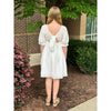 Emma Textured Pleated Babydoll Puff Sleeve Dress - Off White - FINAL SALE