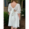 Emma Textured Pleated Babydoll Puff Sleeve Dress - Off White - FINAL SALE