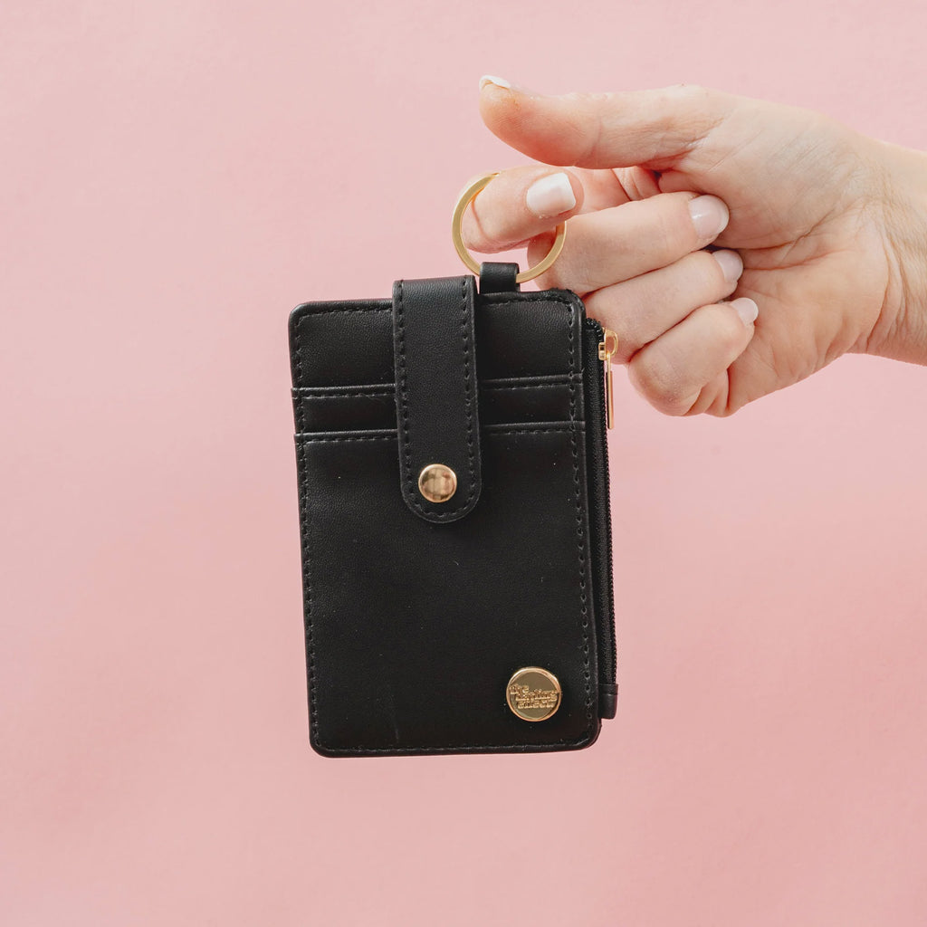 Solid Keychain Card Wallet - Black