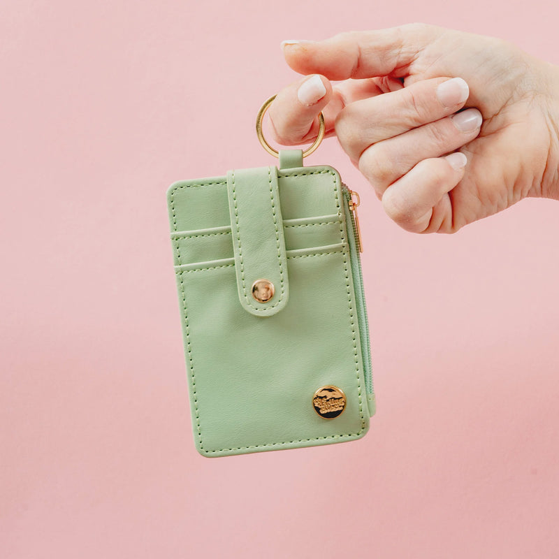 Solid Keychain Card Wallet - Light Green
