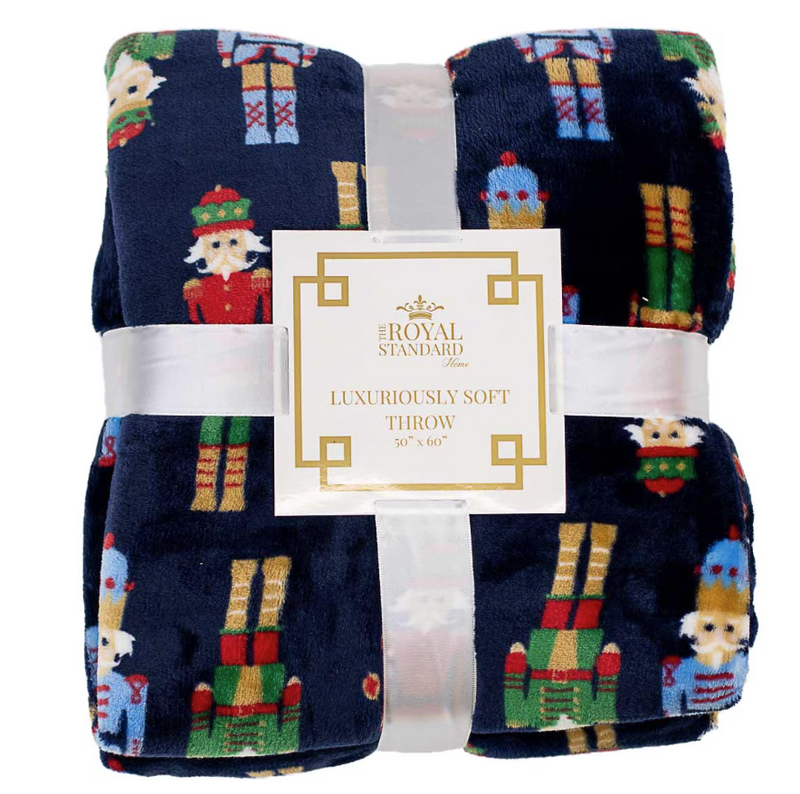 Nutcracker March Throw Blanket - Navy/Multi