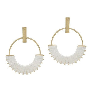 Thread Wrapped Circle Earrings - Natural