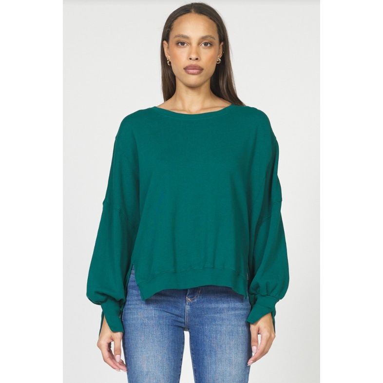 Dear John Trenton Crew Neck Long Sleeve Oversized Sweater - Rainforest