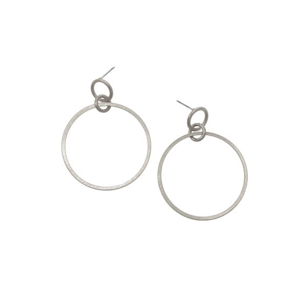 Triple Hoop Post Earrings - Silver