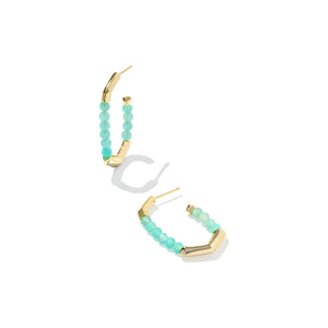 KENDRA SCOTT SYLVIA HOOP EARRINGS GOLD TEAL AMAZONITE