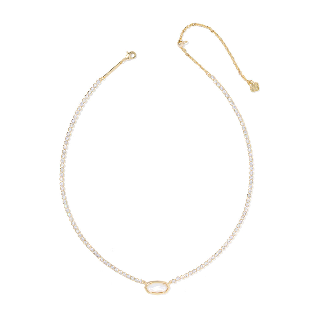 KENDRA SCOTT ELISA TENNIS NECKLACE GOLD IVORY MOTHER OF PEARL