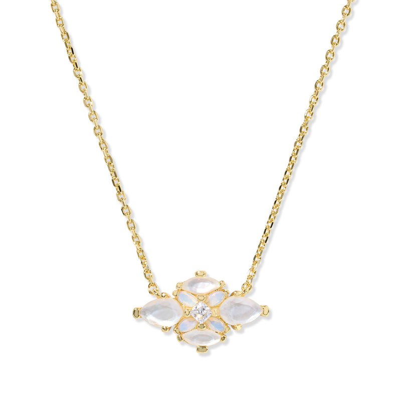 KENDRA SCOTT ABBIE CRYSTAL SHORT PENDANT NECKLACE GOLD NEUTRAL MIX