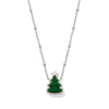 KENDRA SCOTT HOLIDAY TREE SHORT PENDANT NECKLACE SILVER GREEN QUARTZITE