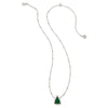 KENDRA SCOTT HOLIDAY TREE SHORT PENDANT NECKLACE SILVER GREEN QUARTZITE