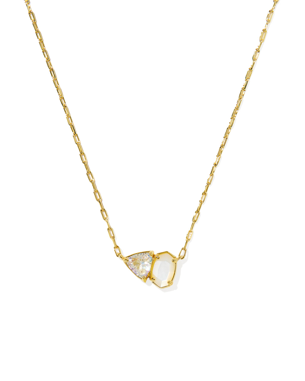 KENDRA SCOTT TATUM SHORT PENDANT NECKLACE GOLD NEUTRAL MIX