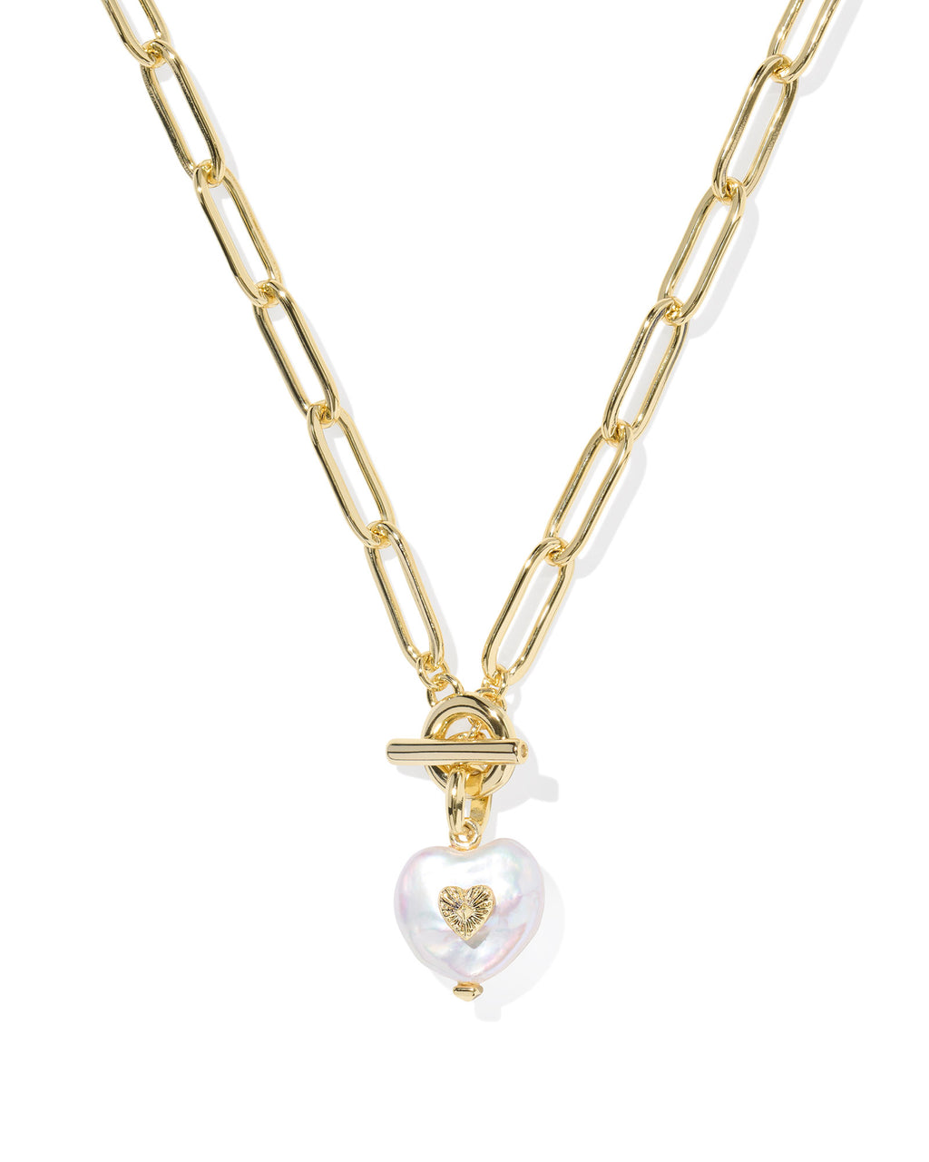 KENDRA SCOTT SASHA HEART SHORT PENDANT NECKLACE GOLD FRESHWATER CULTURED PEARL
