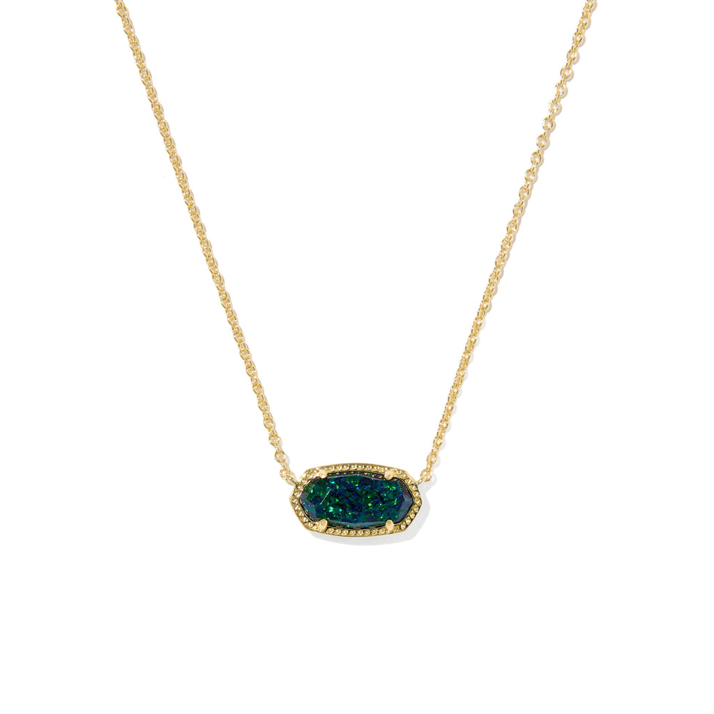 KENDRA SCOTT ELISA SHORT PENDANT NECKLACE GOLD NIGHT OPAL