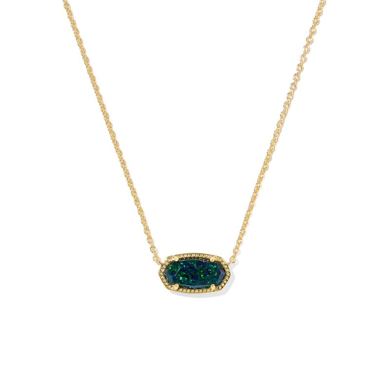 KENDRA SCOTT ELISA SHORT PENDANT NECKLACE GOLD NIGHT OPAL