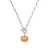 KENDRA SCOTT PUMPKIN LINK AND CHAIN NECKLACE SILVER ORANGE MOTHER OF PEARL