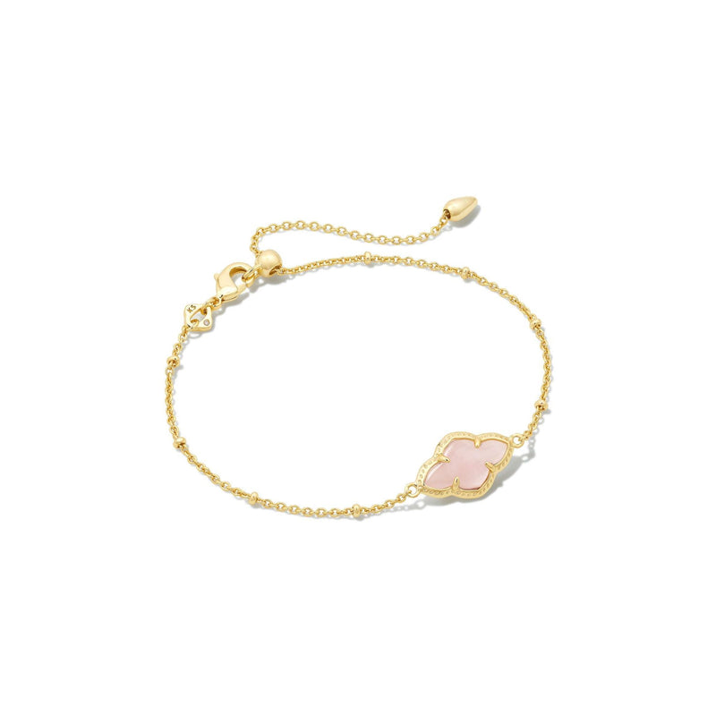 KENDRA SCOTT ABBIE SATELLITE CHAIN BRACELET GOLD ROSE QUARTZ