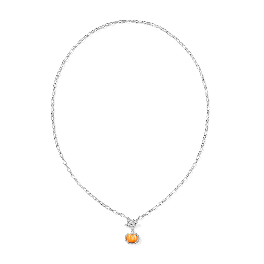 KENDRA SCOTT PUMPKIN LINK AND CHAIN NECKLACE SILVER ORANGE MOTHER OF PEARL