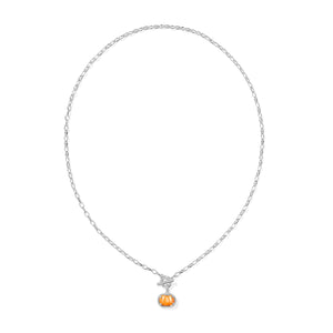 KENDRA SCOTT PUMPKIN LINK AND CHAIN NECKLACE SILVER ORANGE MOTHER OF PEARL