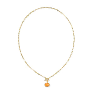 KENDRA SCOTT PUMPKIN LINK AND CHAIN NECKLACE GOLD ORANGE MOTHER OF PEARL