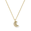 KENDRA SCOTT MOON SHORT PENDANT NECKLACE GOLD WHITE OPALESCENT RESIN