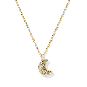 KENDRA SCOTT MOON SHORT PENDANT NECKLACE GOLD WHITE OPALESCENT RESIN