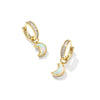 KENDRA SCOTT MOON HUGGIE EARRINGS GOLD WHITE MIX