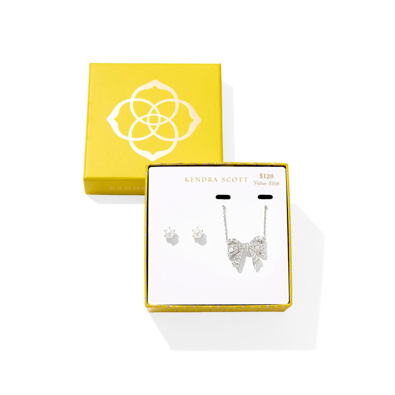 KENDRA SCOTT KRISTA BOW AND ASHTON GIFT SET SILVER WHITE MIX
