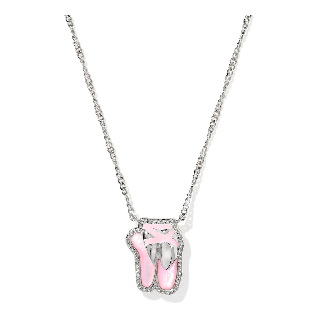 KENDRA SCOTT BALLET SHORT PENDANT NECKLACE SILVER BLUSH MOTHER OF PEARL