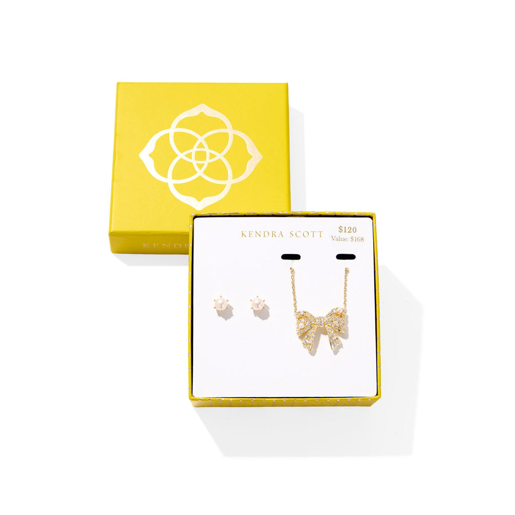 KENDRA SCOTT KRISTA BOW AND ASHTON GIFT SET GOLD WHITE MIX