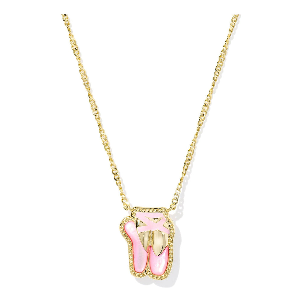 KENDRA SCOTT BALLET SHORT PENDANT NECKLACE GOLD BLUSH MOTHER OF PEARL