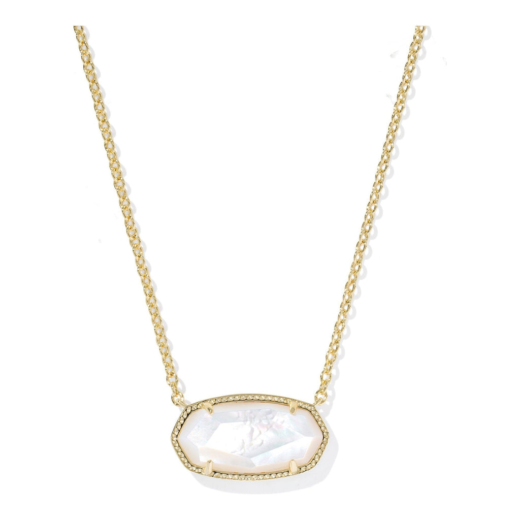 KENDRA SCOTT ELISA STATEMENT SHORT PENDANT NECKLACE GOLD IVORY MOTHER OF PEARL