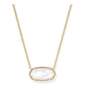 KENDRA SCOTT ELISA STATEMENT SHORT PENDANT NECKLACE GOLD IVORY MOTHER OF PEARL