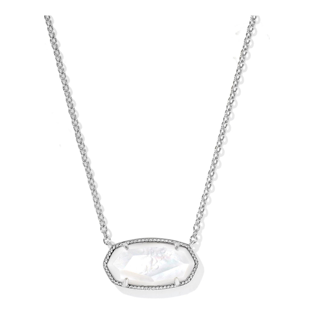 KENDRA SCOTT ELISA STATEMENT SHORT PENDANT NECKLACE SILVER IVORY MOTHER OF PEARL
