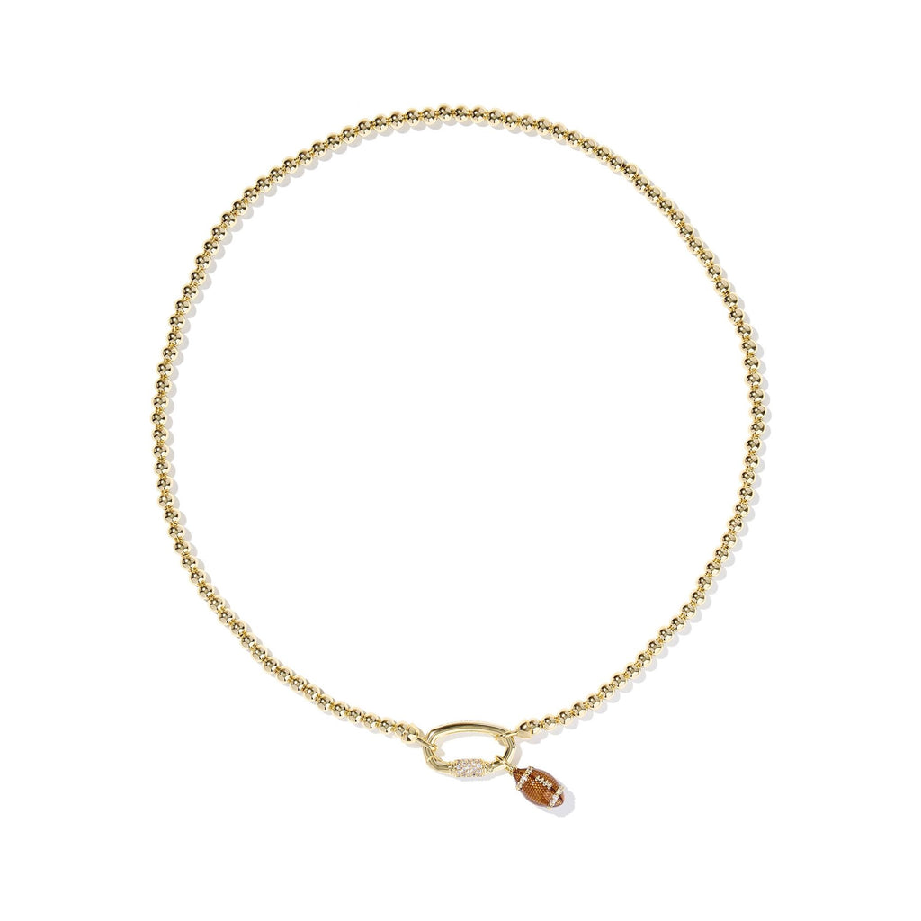 KENDRA SCOTT FOOTBALL METAL STRAND NECKLACE GOLD WHITE CZ