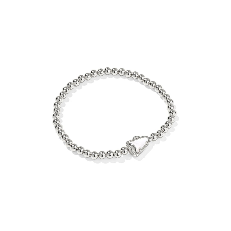 KENDRA SCOTT CHEER STRETCH BRACELET SILVER WHITE MOTHER OF PEARL